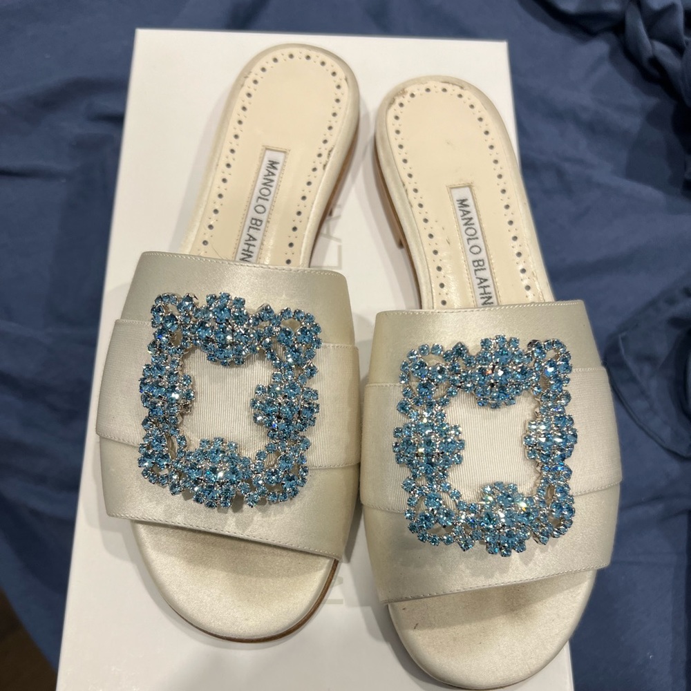 MANOLO BLAHNIK Martamod bridal sandals 37.5
